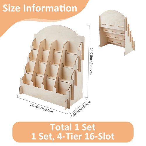 Βάση επίδειξης αυτοκόλλητων 4-Tier16-Slot14.01x14.56 ιντσών ξύλινες βάσεις ανύψωσης 1