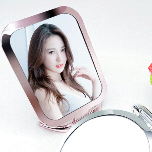 Double-Sided Mirror with Magnifying Makeup Mirror Function, 180Degree Rotation Foldable Vanity Mirror for Travel, Portable Makeup Mirror with 2