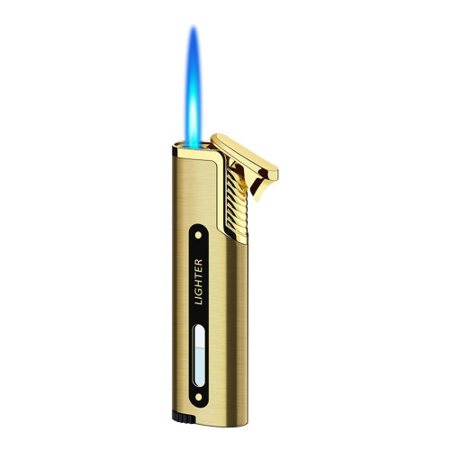 Long Lighter Adjustable Flame, Windproof Blue Torch Lighter, Refillable Butane Lighter For Men, Portable Mini Jet Flame Lighter Gift 1