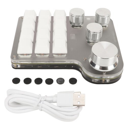 Wired Programmable Keypad Hot Swappable Switch Gaming Keyboard Customizable Macros Ergonomic Design RGB Backlit Mini USB Keypad Multimedia Controls