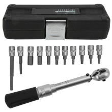 Bicycle Maintenance Kit Featuring Two Way Adjustment Click Torque Wrench With Accurate Socket Constant Torsion, Includes Allen And Torx Bits