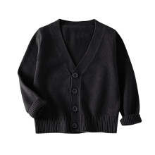 Baby Småbarn Jente Gutter Genser Cardigan Langermet Button Down Ensfarget Strikket Cardigan Skoleuniformer Svart 4-5 år