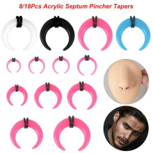 8/18 st akrylnäsringar C-formad buffelseptumpiercing för öronsträckningskit - blandade färger - 8 st - 00 g (10,0 mm)