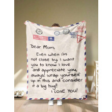 Fleece-teppe til mamma – Koselig flanellpledd i konvoluttstil, mykt rektangulært polyesterteppe til sofa/seng, gratis gave, ideell morsdagsgave