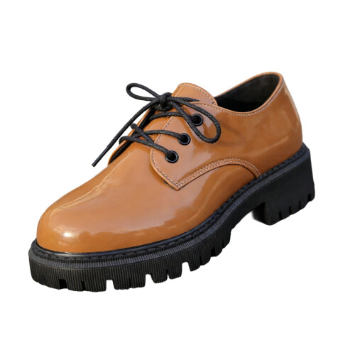 Γυναικεία Oxfords με Χοντρό Τακούνι και Πλατφόρμα, Δερμάτινα, Δερμάτινα, Στρογγυλά
