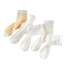Beollynier 5er-Pack Mädchen-Sommersocken aus dünner Baumwolle, wadenlang, mit Schleifenmuster – Atmungsaktiv, leicht, für Kinder von 3 bis 14
