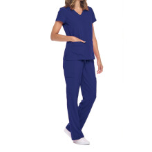Women's V-Neck Scrubs Set Navy 2X
