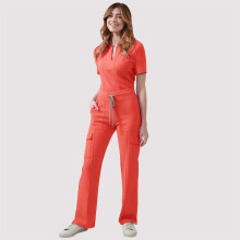 asdoklhq Camici da donna Top con scollo a V, pantaloni con coulisse e tasche e completo casual a due pezzi per operatori sanitari Arancione M