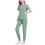 Women's solid green scrub set with pants and V-neck blouse 1