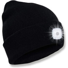Berretto invernale unisex in maglia, caldo e confortevole, con lampada frontale a 4 LED ricaricabile tramite USB, ideale per sport all'aria aperta