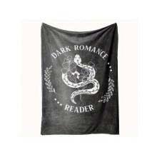 Flanelowy koc dla czytelnika romansów Dark Night | Czarno-biały wzór z motywem węża | 4 rozmiary | Pasuje do sofy, łóżka i na kemping |