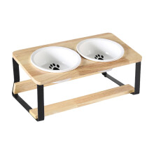 Comedero elevado para gatos, estación de alimentación elevada, plato para cachorros con soporte de bambú inclinado para cachorros, perros
