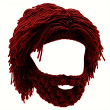 Cappelli-parrucca fatti a mano ispirati agli abitanti delle caverne, cappello invernale lavorato a maglia, berretto con barba, caldo, accogliente,