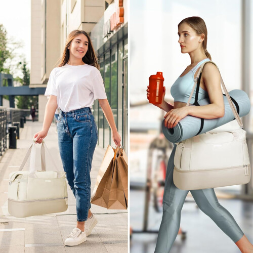Τσάντα Duffel για γυναίκες, ευρύχωρη τσάντα ταξιδιού με διαχωριστικό για στεγνό και 1