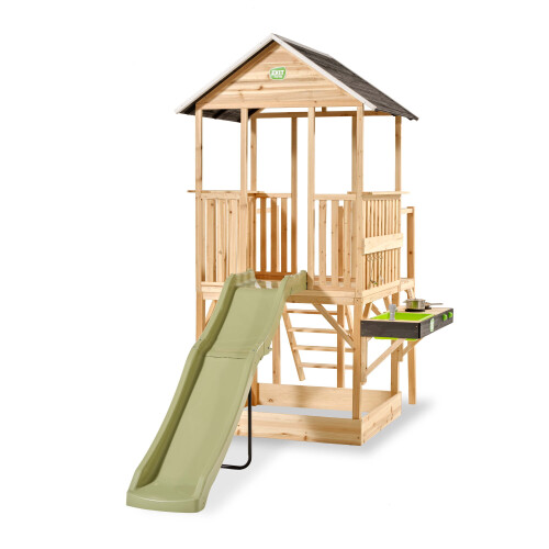 EXIT TOYS EXIT Panorama 550 Wooden Playhouse with Slide, Mud Kitchen and Sandpit