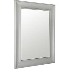 62 x 52cm Wood Framed Mirror with Wall Hanging Fixings - Grey