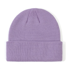 Bonnet d'hiver tricoté pour nouveau-né, pull crocheté, bonnet chaud violet S