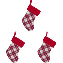 Meias de Natal xadrez búfalo (pacote com 3 a 24 unidades), meias de pelúcia grandes de 38 cm para lareira, lembrancinhas de festa e decoração