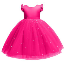 Småbørnspiger Tutu Sommerkjole Flæseærmer Fødselsdagsfestkjoler Børn Prinsesse Kommunionskjole Brudepige Bryllup Gallakjole 8-9 år