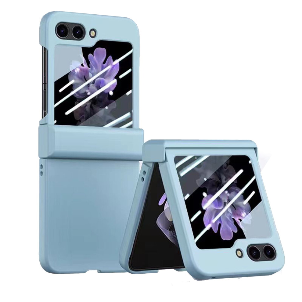 Compatible With Samsung Galaxy Z Flip 5 Case W/ Built-In Glass, Wireless Charging & Hinge Protection, Light Blue 9551475392400