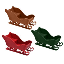 Conjunto de 3 Mini Trenós do Papai Noel para Decoração de Natal, Vermelhos, Compatíveis com Estatuetas Natalinas e Expositores de Prateleira
