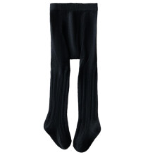 Baby girl cable knit tights with bow, black, 0–12 months