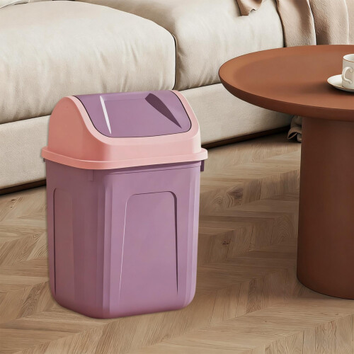 Flip-Top Square Trash Can Purple 13x9in