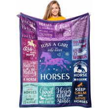 Teppe med hestetema (75x100 cm) – Gaver til jenter og kvinner som elsker hester, jule-/bursdagsdekor – Passer for hesteelskere