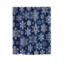 Weihnachtlicher Duschvorhang mit Schneeflockenmuster, wasserdichtes Polyester, rot-weißes Design – kompatibel mit Standard-Duschstangen