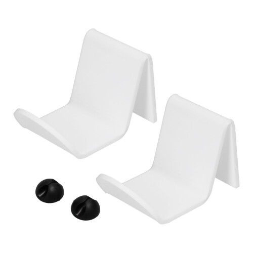 Durable Acrylic Adhesive Headphone Hook, Corner Shelf Mount for Universal Holders, White (2PCS)