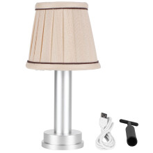 Lampă LED portabilă, lampă cu bază metalică cu abajur din material textil pentru studiu, living, dormitor, birou, hotel, cafenea, instalare