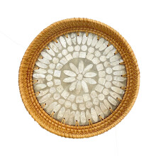 Coș decorativ din răchită pentru servire în stil boem, coș de depozitare ecologic, cu material confortabil la atingere, pentru tavă din ratan,