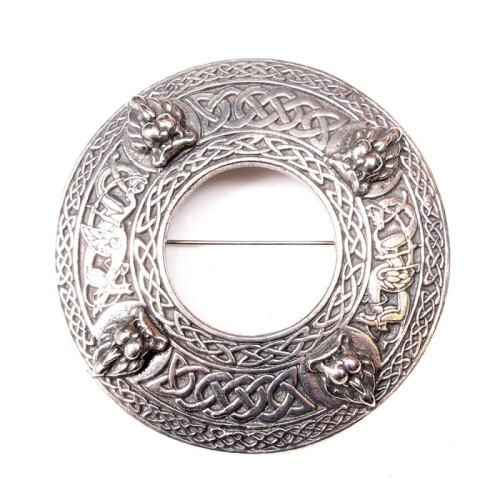 Four Lion Celtic Knot Plaid Brooch 1