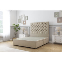 Sloomy Mayfair Almond Coniston Divan Bed Base 2 Drawers Same Side With 26" Strutted Headboard 4'6 Double
