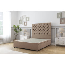 Sloomy Mayfair Mink Plush Divan Bed Base 2 Drawers Same Side With 54" Floor Standing Headboard 3' Single