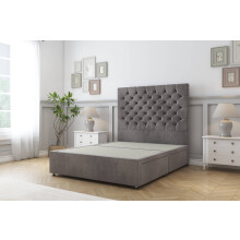 Sloomy Mayfair Slate Naples Divan Bed Base 2 Drawers Same Side With 26" Strutted Headboard 4' Small Double