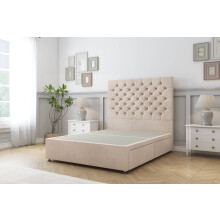 Sloomy Mayfair Sand Naples Divan Bed Base 2 Drawers Same Side With 54" Floor Standing Headboard 3' Single
