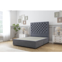 Sloomy Mayfair Steel Plush Divan Bed Base 2 Drawers Same Side With 54" Floor Standing Headboard 5' King