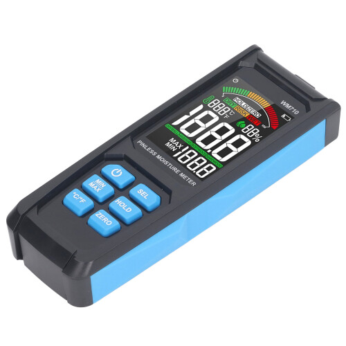 Moisture Meter For Wood And Building Materials Pinless Non Destructive Testing High Precision Visual Alerts Large LCD Screen Mold Detection Auto 1
