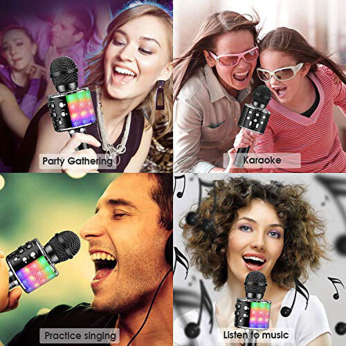 Wireless Karaoke Microphone with LED Lights 4-in-1 1