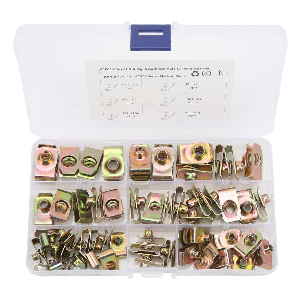 60 Pack U Nut Clips M4 M5 M6 M8 7340572337894