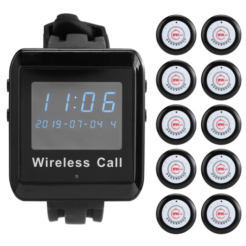 Rechargeable Lithium Battery Call System With Long Standby Time Big Screen Waterproof Call Button Wireless Calling System Encryption Function Easy To 1