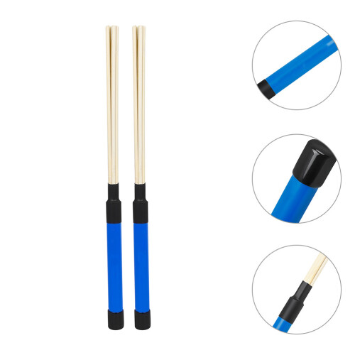 2Paare Blaue Holz Drum Brushes Für Percussion Mit Komfortablem Griff 2