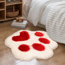 Flauschiger Teppich mit Pfotenabdruck, superweiches langes Haar, rutschfest, waschbar, für Schlafzimmer/Wohnzimmer/Studentenwohnheim/Kinderzimmer,