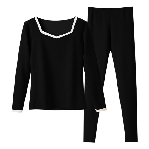 Women's Flannel Pajama Set Black 2X