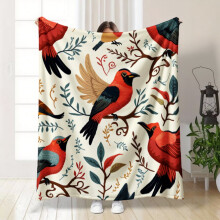 Vintage Floral Throw Blanket – Soft All-Season Bedspread, White Background with Vines, Cozy Couch Cover for Home, Office, Camping & Picnic