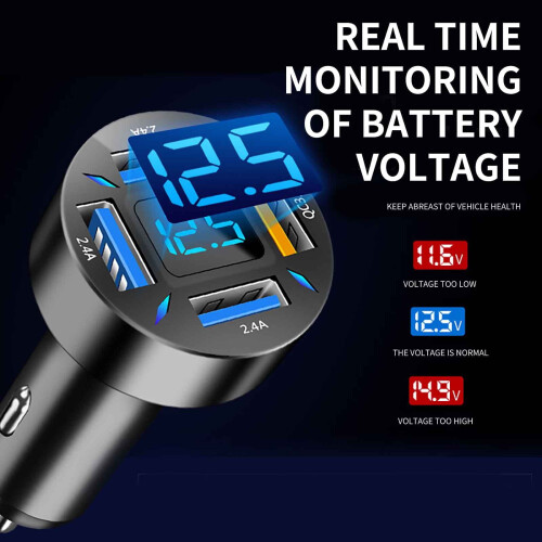 Γρήγορος φορτιστής αυτοκινήτου WZXPWT66W, προσαρμογέας αυτοκινήτου με οθόνη LED τάσης, 2
