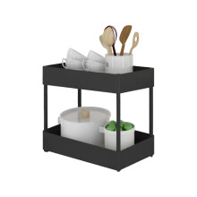 Innovative2Tier Under Sink Organizer, Multi-purpose Sliding Cabinet Basket for Adjustable Height Storage, Rust-Proof Design for Kitchen and Bathroom