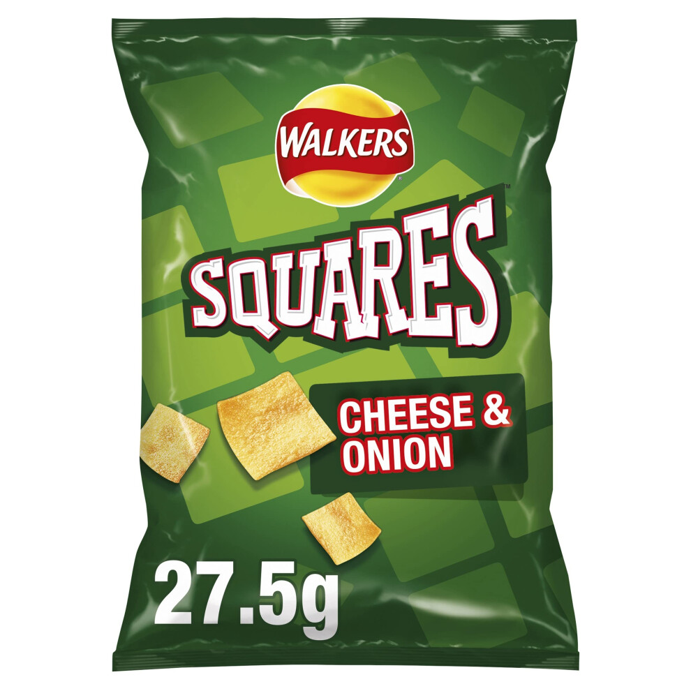 Walkers Crisps Squares Cheese And Onion Snacks Box, 27.5 G (Case Of 32) (Packaging May Vary) & Crisps Quavers Cheese Snacks Box, 20 G (Case Of 32)