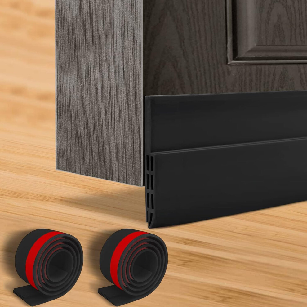 Yao96266 2Pcs 1M Door Draft Excluder Strip, Self Adhesive Draft Excluder Tape Door Draught Seal For Door Soundproofing And Insulation (Black) 4055695006888